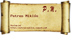 Petres Miklós névjegykártya